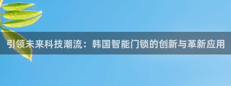 利记坊平台唯一官网：引领未来科技潮流：韩国智能门锁的创新与革