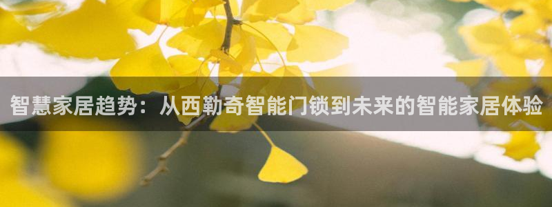 利记app官网真人游戏：智慧家居趋势：从西勒奇智能门锁到未来
